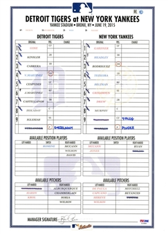 Alex Rodriguez 3000th Hit Game Lineup Card, signed by Brad Ausmus (MLB Authenticated)